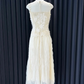 Robe de bal longue en satin et tulle avec appliques en dentelle, coupe trapèze, unique, C5364