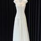 Robe de bal longue en mousseline de soie et dentelle, élégante, coupe trapèze, bretelles spaghetti, C5366