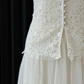 Robe de bal longue en mousseline de soie et dentelle, élégante, coupe trapèze, bretelles spaghetti, C5366