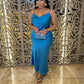 Robe de bal longue en satin à bretelles spaghetti et style sirène simple C5370