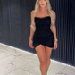Charming Mermaid Strapless Black Chiffon Short Homecoming Dress 20th Birthday Outfits C5401