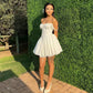 Pretty A Line Off The Shoulder Satin Short Homecoming Dress 21th Birthday Outfits C5410