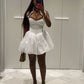 Elegant A Line Halter White Satin Short Homecoming Dress 18th Birthday Outfits C5414