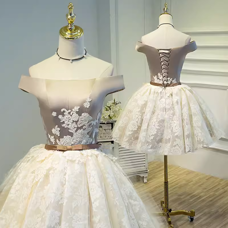 Robe de bal élégante, épaules dénudées, tenues d'anniversaire, robes de soirée en Tulle, C549