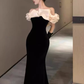Sirène sexy sur l'épaule robes de bal noires C54