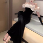 Sirène sexy sur l'épaule robes de bal noires C54