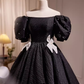 Robe de bal Vintage, épaules dénudées, tenue d'anniversaire noire, robes de soirée en dentelle, C553