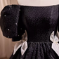 Robe de bal Vintage, épaules dénudées, tenue d'anniversaire noire, robes de soirée en dentelle, C553