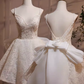 Simple A line Short Birthday Dress Lace White Homecoming Dresses With Bowknot C554