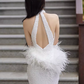 Robes de bal blanches à paillettes sirène sexy C55