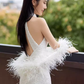 Robes de bal blanches à paillettes sirène sexy C55