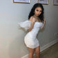 Pretty Mermaid Off The Shoulder White Chiffon Short Homecoming Dress 19th Birthday Outfits C5417