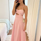 Robe de bal longue en satin rose, élégante, coupe trapèze, bretelles spaghetti, ajourée, robe de soirée C5628