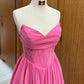 Robe de bal longue en satin, coupe trapèze, sans bretelles, C5632