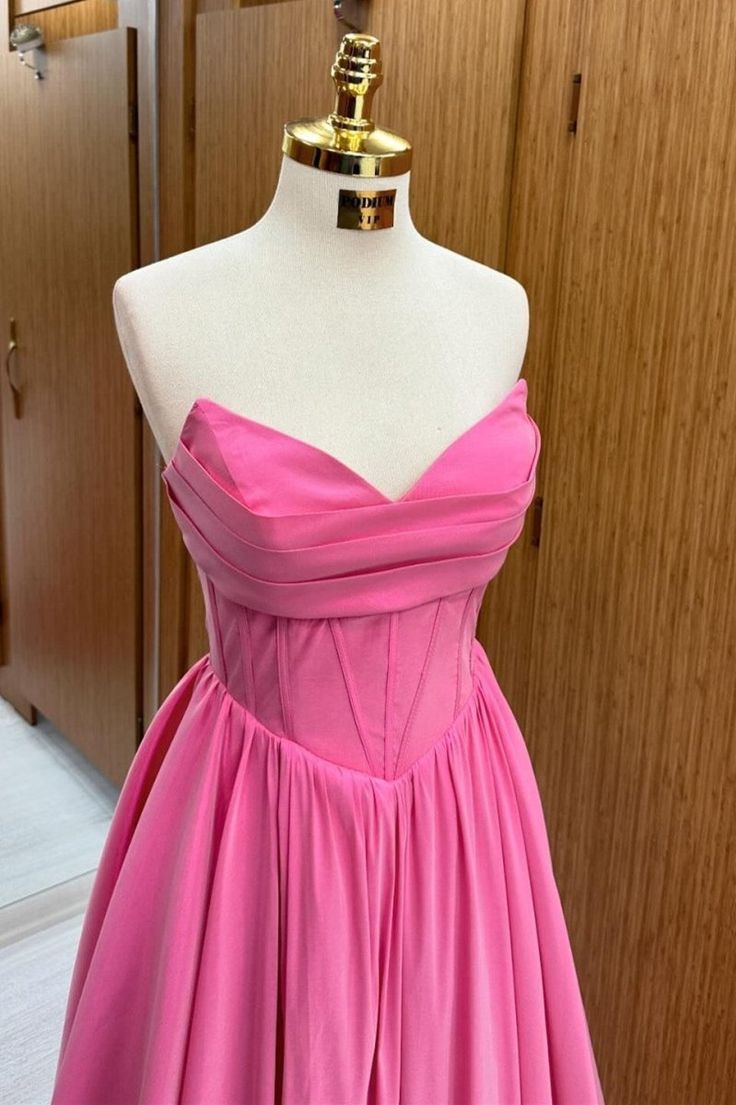 Robe de bal longue en satin, coupe trapèze, sans bretelles, C5632