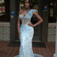 Superbe robe de bal sirène asymétrique en tulle à paillettes et perles, longue, robe de soirée formelle C5634