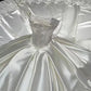 Robe de mariée longue en satin et dentelle, sans bretelles, effet boule de rêve, C5638