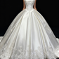 Dreamy Ball Gown Strapless Satin Lace Long Wedding Dresses C5638