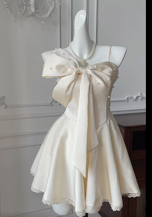 Cute A Line Spaghetti Straps Satin Beads Short Homecoming Dress 17th Birthday Outfits C5454