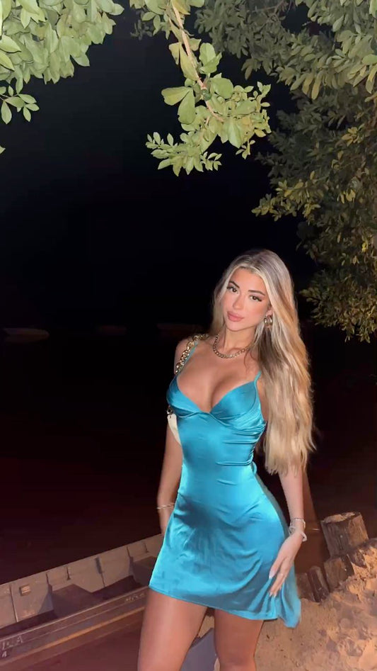 Sexy A Line Spaghetti Straps Satin Short Homecoming Dress 21th Birthday Outfits C5656