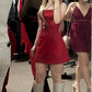 Simple Burgundy Square A Line Satin Short Homecoming Dress 20th Birthday Outfits C5667