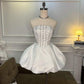 Lovely A Line Strapless Satin Beads Short Homecoming Dress 18th Birthday Outfits C5680