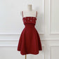 Chic A Line Spaghetti Straps Burgundy Satin Beaded Short Homecoming Dress 17th Birthday Outfits C5685