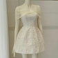 Pretty A Line Off The Shoulder Satin Lace Short Homecoming Dress 19th Birthday Outfits C5688