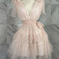 Sweet A Line V Neck Tulle Beads Short Homecoming Dress 16th Birthday Outfits C5689