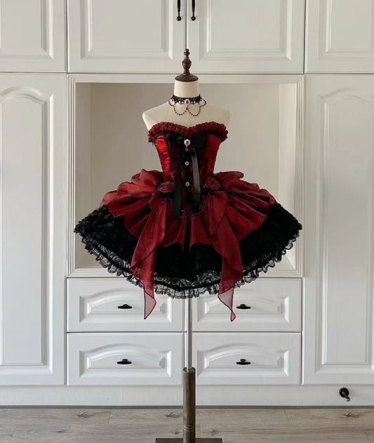 Unique Ball Gown Sweetheart Satin Lace Ruffle Short Homecoming Dress 17th Birthday Outfits C5691