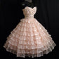 Unique Ball Gown Strapless Tulle Layer Pleated Short Homecoming Dress 18th Birthday Outfits C5696