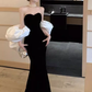 Sirène sexy sur l'épaule robes de bal noires C56
