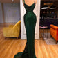 Robe de bal longue à paillettes et bretelles spaghetti, style sirène, brillante, C5700