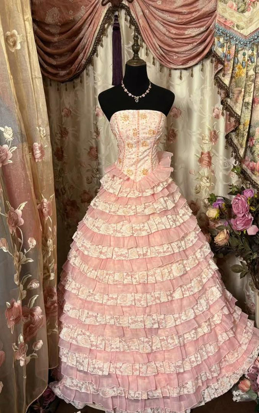 Robe de bal longue en satin imprimé, style vintage chic, sans bretelles, robe de soirée formelle C5703