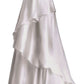 Robe de bal longue en satin, coupe trapèze, sans bretelles, à volants, C5708