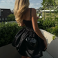 Robe de bal princesse 19e, sans bretelles, courte, en satin noir, tenue de soirée, d'anniversaire, C5721