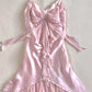 Cute A line Spaghetti Straps Pink Satin Chiffon Bow Ruffle Short Homecoming Dress 17th Birthday Outfits C5724