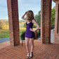 Dark Purple Mermaid Spaghetti Straps Satin Sequin Short Homecoming Dress 21th Birthday Outfits C5727