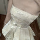 Robe de soirée courte en satin et dentelle, coupe trapèze, sans bretelles, tenue d'anniversaire pour 19 ans, C5738