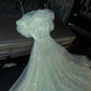 Robe de bal longue en tulle et paillettes, coupe trapèze, bretelles spaghetti, brillante, C5741