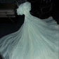 Robe de bal longue en tulle et paillettes, coupe trapèze, bretelles spaghetti, brillante, C5741
