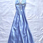Robe de bal longue en satin à col licou et perles, coupe trapèze, modeste, C5742