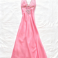 Robe de bal longue en satin à col licou et perles, coupe trapèze, modeste, C5742