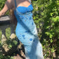 Superbe robe de bal sirène longue à bretelles spaghetti et perles en mousseline de soie dégradée C5746