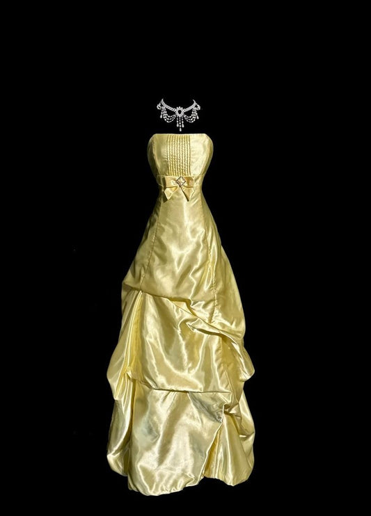 Robe de bal longue en satin, coupe trapèze, sans bretelles, style vintage, C5751