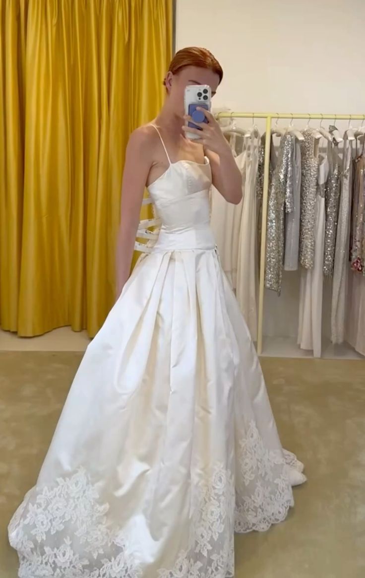 Pretty A Line Spaghetti Straps Stain Lace Long Prom Dresses Formal Dress C5762