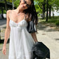 Simple White A Line Spaghetti Straps Satin Short Homecoming Dress 19th Birthday Outfits C5771