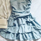 Pretty A Line Strapless Satin Layer Short Homecoming Dress 19th Birthday Outfits C5780