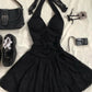 Sexy A Line Halter Black Lace Short Homecoming Dress 20th Birthday Outfits C5782