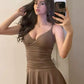 Sexy Brown A Line Spaghetti Straps Satin Short Homecoming Dress 19th Birthday Outfits C5785